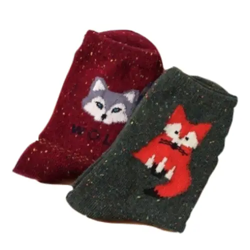 Snow Fox Christmas Socks with Embroidered Design and Vibrant Colors - socks