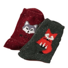 Snow Fox Christmas Socks with Embroidered Design and Vibrant Colors - Cosparty