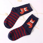 Snow Fox Christmas Socks with Embroidered Design and Vibrant Colors - Cosparty