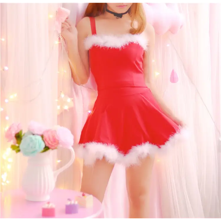 Snow Princess Christmas Dress Mrs. Clause Santa Vegan Fur Sexy Xmas Lingerie DDLG ABDL by Cosparty