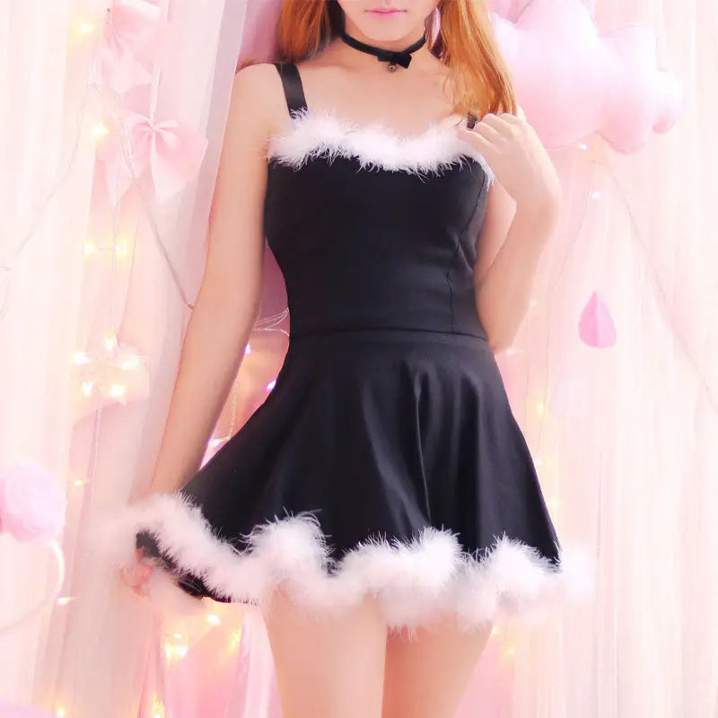 Snow Princess Christmas Dress Mrs. Clause Santa Vegan Fur Sexy Xmas Lingerie DDLG ABDL by Cosparty