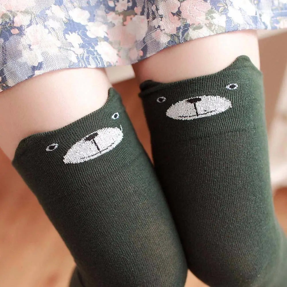 Soft Cotton Animal Thigh Highs for Littles Size XS-XL - stockings