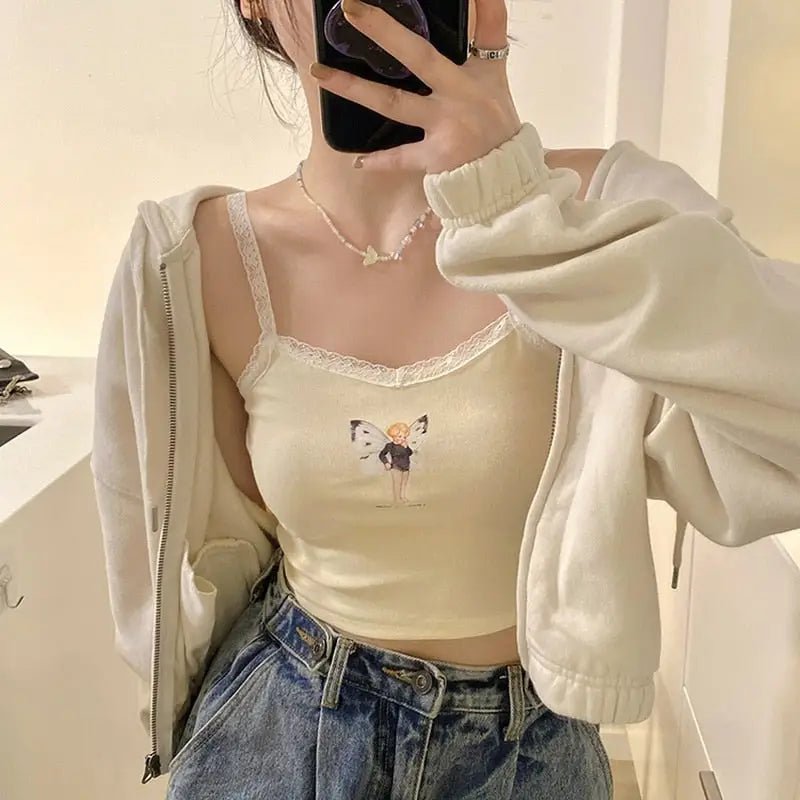 Soft Fae Tank with Fairy Embroidery for Angelic Charm - Cosparty