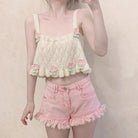 Soft Pink Tulip Accented Angelcore Tank Top - Shirts & Tops