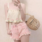 Soft Pink Tulip Accented Angelcore Tank Top - Cosparty
