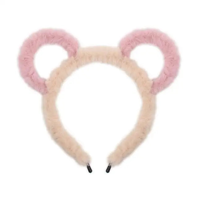 Fuzzy Ear Headbands - Peach/Pink Bear Ears - hair accessory