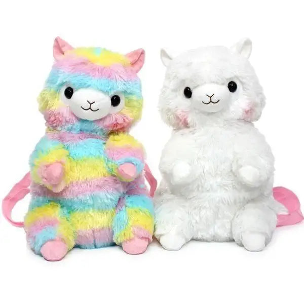 Soft Rainbow Alpacasso Inspired Backpack with Adjustable Straps - White - backpack