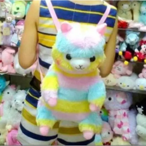 Soft Rainbow Alpacasso Inspired Backpack with Adjustable Straps - backpack