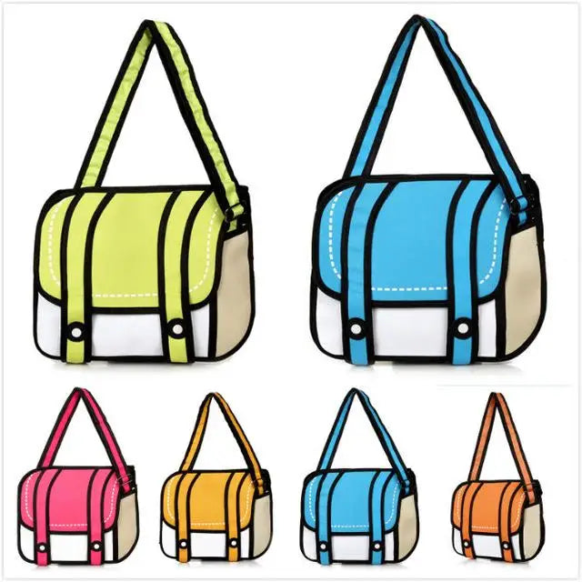 Spacious 2D Cartoon Messenger Bag for Kawaii Goods - Purse