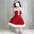 Sparkly Santa Claus Inspired Dress with Hat and Choker - Cosparty