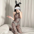 Spider Web Black Mesh Bodystocking for Seductive Halloween Vibes - Cosparty