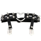 Spiky Garter Belt with Punk Rock Style and Metal Heart - Accessories