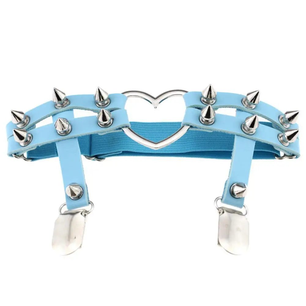 Spiky Garter Belt with Punk Rock Style and Metal Heart - Cosparty