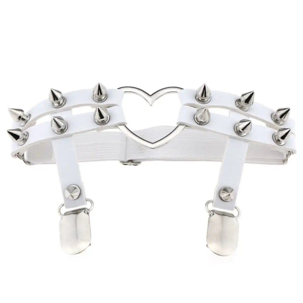 Spiky Garter Belt with Punk Rock Style and Metal Heart - Cosparty
