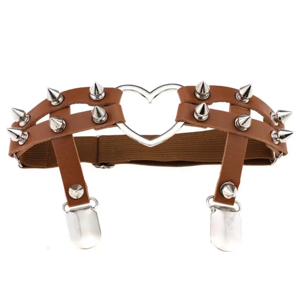 Spiky Garter Belt with Punk Rock Style and Metal Heart - Cosparty