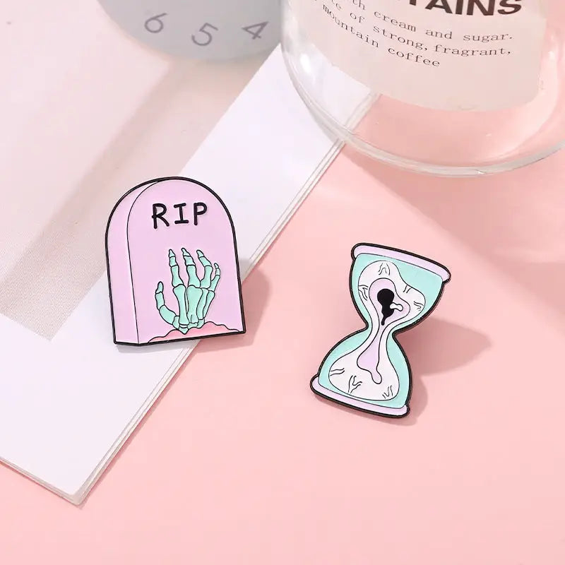 Spooktacular Pastel Goth Enamel Pin Set for Halloween Delight - enamel pin