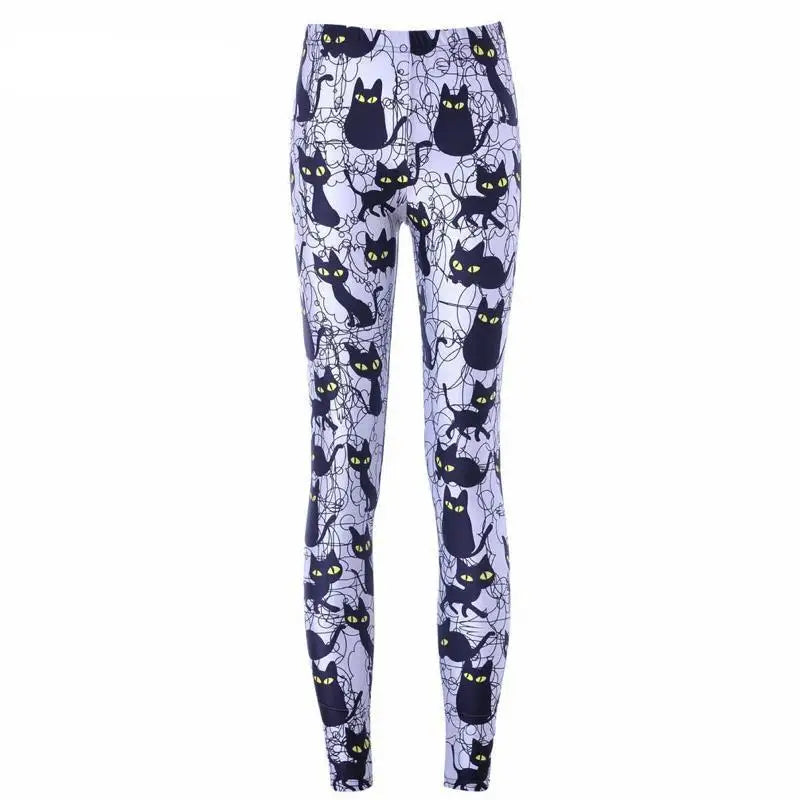 Spooky Black Cat Yoga Pants for Kawaii Active Wear in New Condition - S - pants