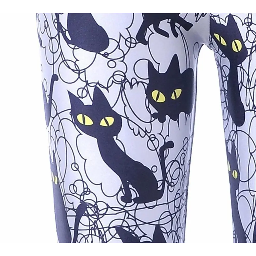 Spooky Black Cat Yoga Pants for Kawaii Active Wear in New Condition - M - pants