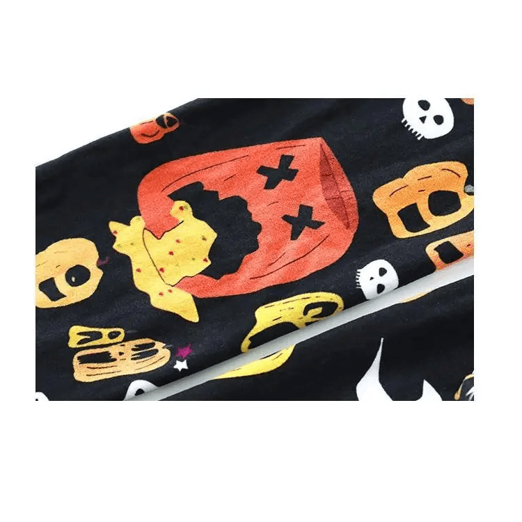 Spooky Halloween Pumpkin Print Lolita Thigh High Stockings - Cosparty