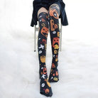 Spooky Halloween Pumpkin Print Lolita Thigh High Stockings - Cosparty