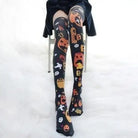 Spooky Halloween Pumpkin Print Lolita Thigh High Stockings - socks