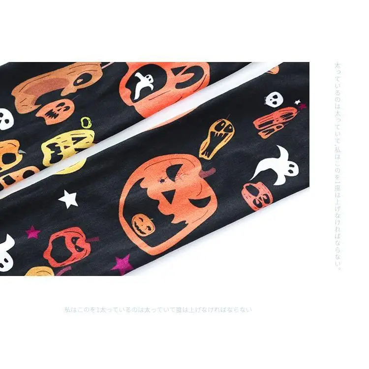 Spooky Halloween Pumpkin Print Lolita Thigh High Stockings - socks