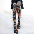 Spooky Halloween Pumpkin Print Lolita Thigh High Stockings - Cosparty