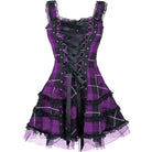 Spooky Tartan Plaid Lace - Up Gothic Dress for Dark Fashion Lovers - Cosparty