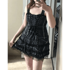 Spooky Tartan Plaid Lace - Up Gothic Dress for Dark Fashion Lovers - Cosparty