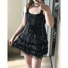 Spooky Tartan Plaid Lace-Up Gothic Dress for Dark Fashion Lovers - dress