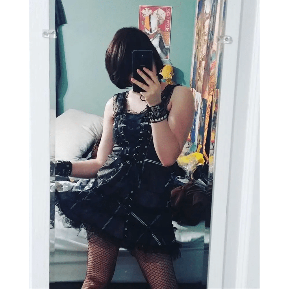 Spooky Tartan Plaid Lace - Up Gothic Dress for Dark Fashion Lovers - Cosparty