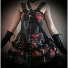 Spooky Tartan Plaid Lace - Up Gothic Dress for Dark Fashion Lovers - Cosparty