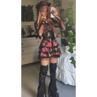 Spooky Tartan Plaid Lace - Up Gothic Dress for Dark Fashion Lovers - Cosparty