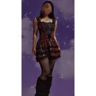 Spooky Tartan Plaid Lace - Up Gothic Dress for Dark Fashion Lovers - Cosparty