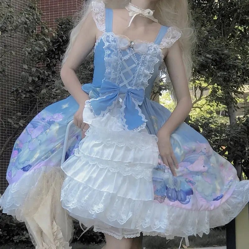 Starry Bunny Kingdom Lolita Dress for Magical Twilight Fairytales - Cosparty