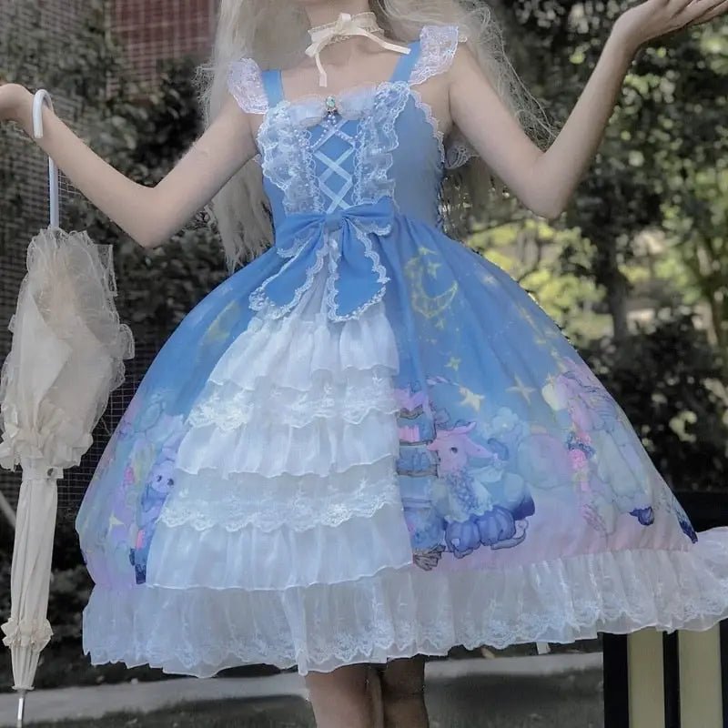 Starry Bunny Kingdom Lolita Dress for Magical Twilight Fairytales - Cosparty