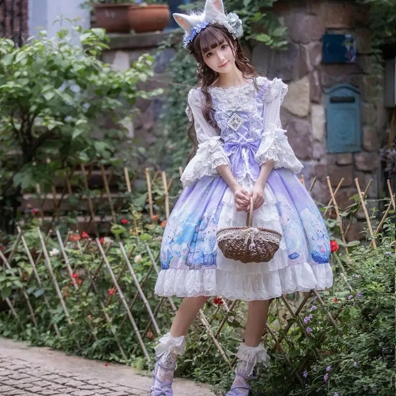 Starry Bunny Kingdom Lolita Dress for Magical Twilight Fairytales - Cosparty