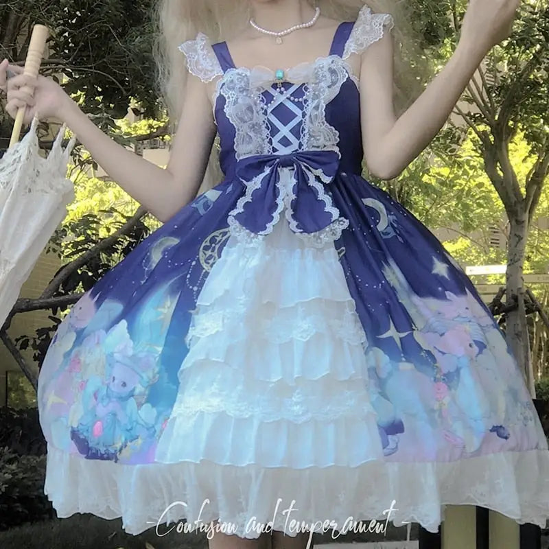 Starry Bunny Kingdom Lolita Dress for Magical Twilight Fairytales - dress