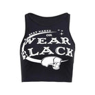 Stay Naked Or Wear Black Gothic Cropped Tank Top - Cosparty