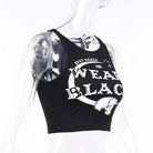 Stay Naked Or Wear Black Gothic Cropped Tank Top - Cosparty