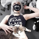 Stay Naked Or Wear Black Gothic Cropped Tank Top - Cosparty