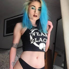 Stay Naked Or Wear Black Gothic Cropped Tank Top - Cosparty
