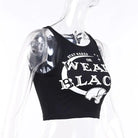 Stay Naked Or Wear Black Gothic Cropped Tank Top - crop top