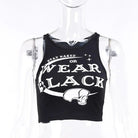 Stay Naked Or Wear Black Gothic Cropped Tank Top - Cosparty