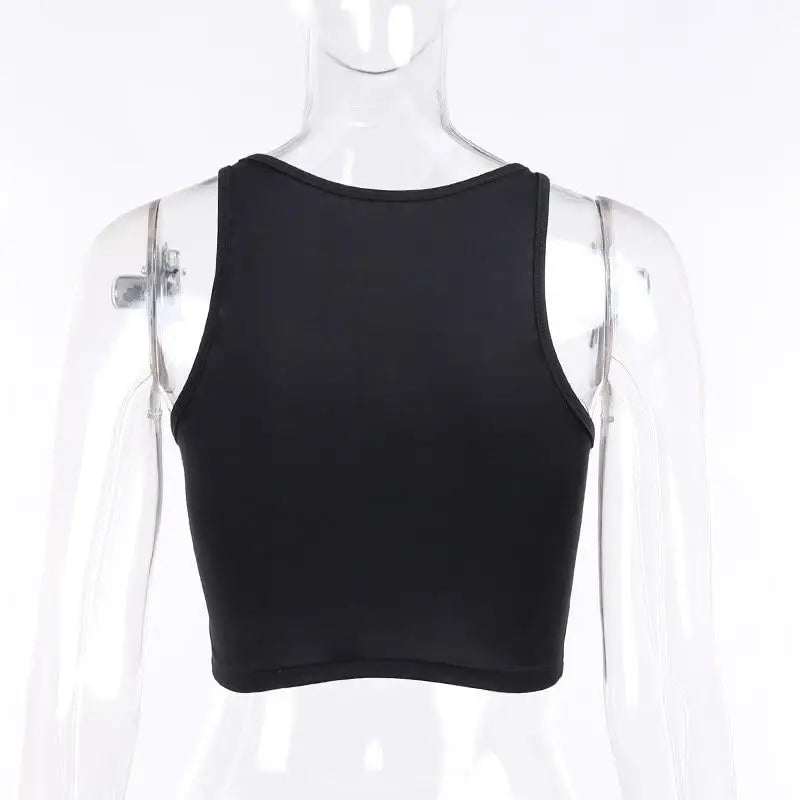 Stay Naked Or Wear Black Gothic Cropped Tank Top - crop top