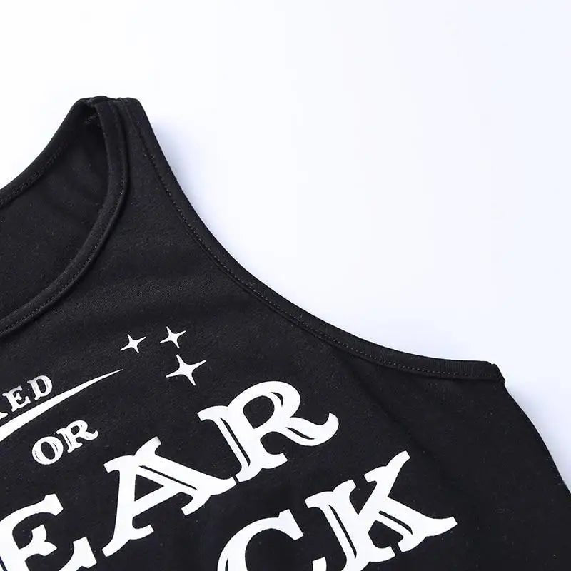 Stay Naked Or Wear Black Gothic Cropped Tank Top - Cosparty