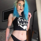 Stay Naked Or Wear Black Gothic Cropped Tank Top - crop top