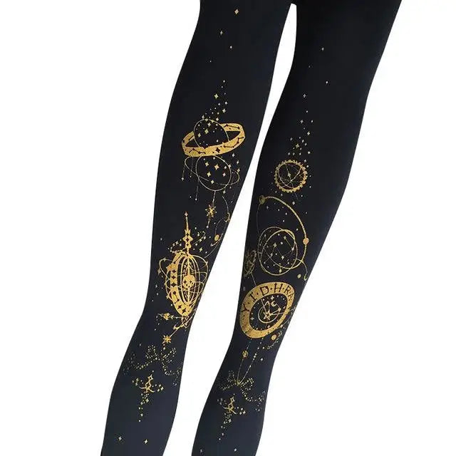 Steampunk Inspired Tights in Maroon Navy Blue and Jet Black - Leggings