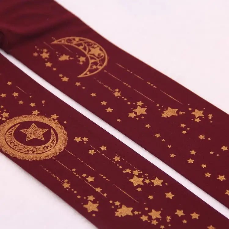 Steampunk Inspired Tights in Maroon, Navy Blue, and Jet Black - Cosparty