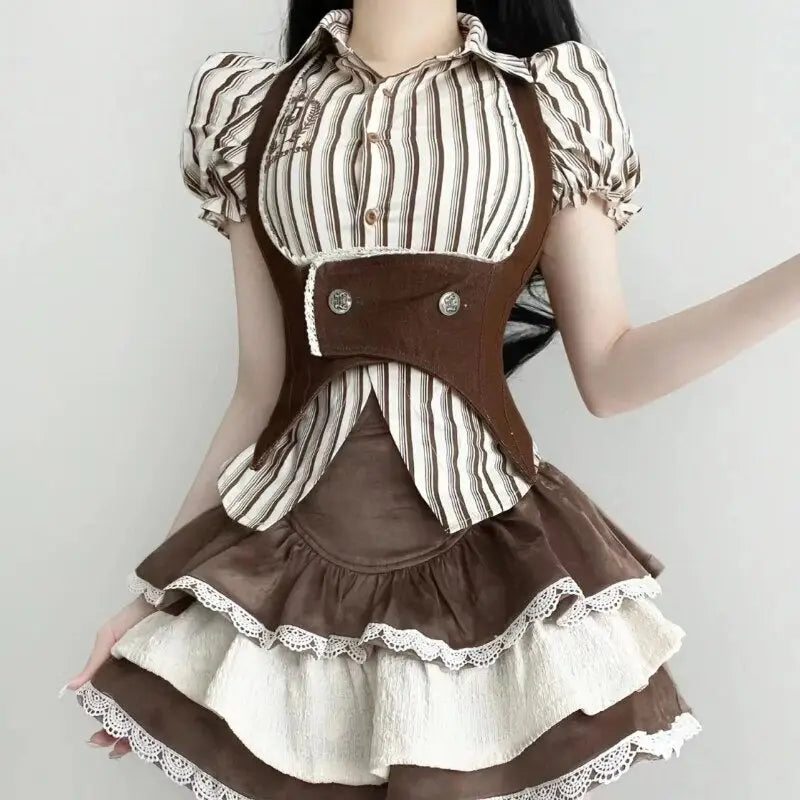 Steampunk Maiden Dress with Vintage Charm and Cyberpunk Flair - dress